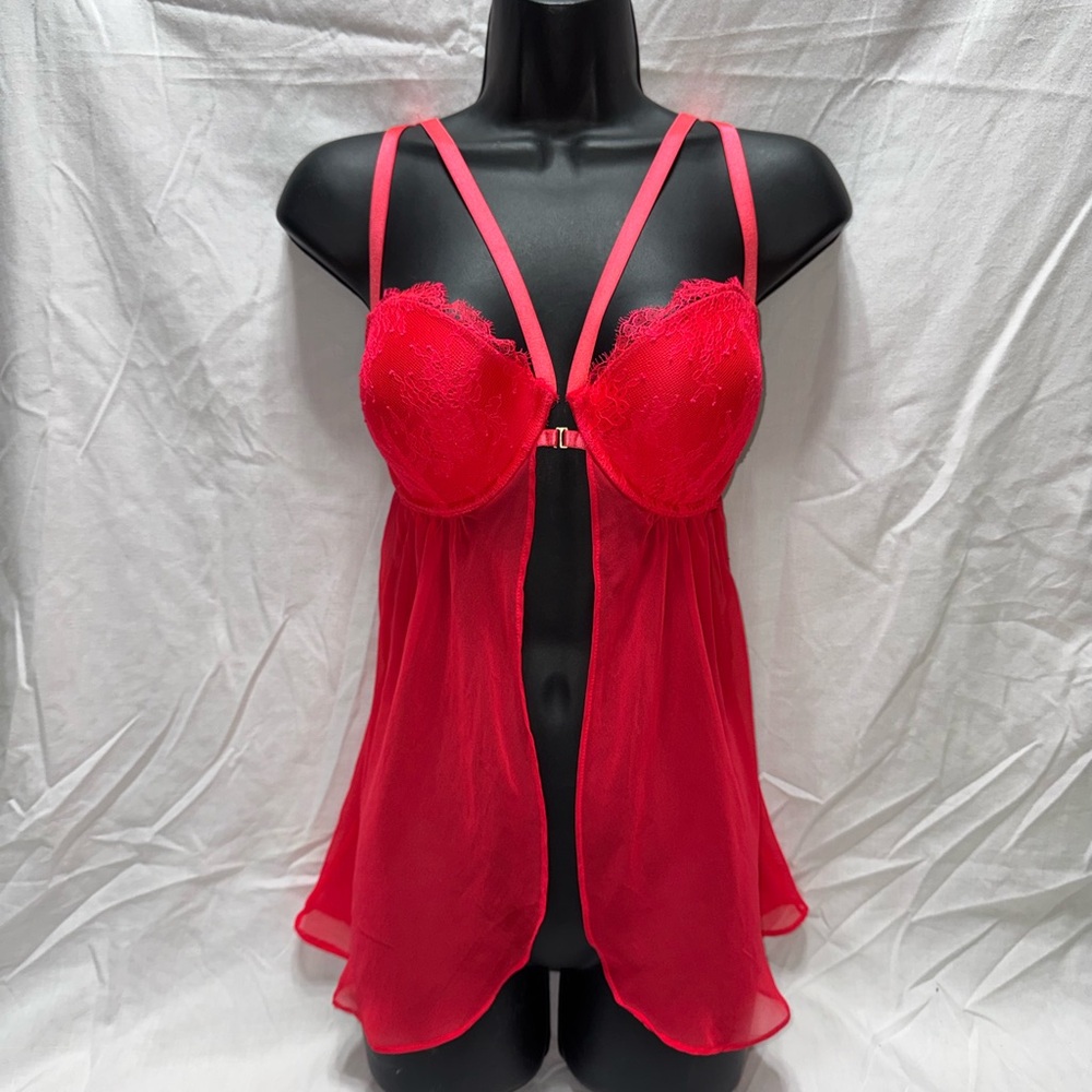 Victoria's Secret Vibrant Red/Pink Lace Lingerie